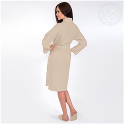 Халат женский вафельный запашной с воротником бежевый