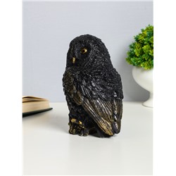 Фигурка гипс «Сова на пеньке», 14×9×10 см, чёрная