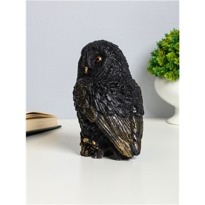 Фигурка гипс «Сова на пеньке», 14×9×10 см, чёрная