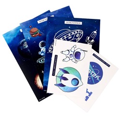 Подарочный набор школьника «Космос», 11 предметов (цветные карандаши,блокнот,папка для тетрадей,тату,игрушка брелок,мялка,головоломка,наклейки)