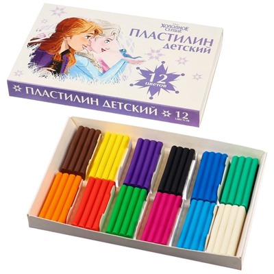 Пластилин «Детский», 12 цветов, 180 г, Холодное сердце