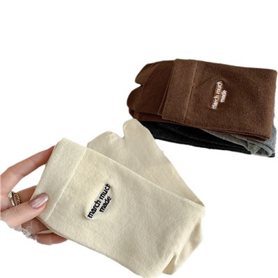 Autumn brand knee socks, cotton heel sticker, internet celebrity, mid-length, with embroidery