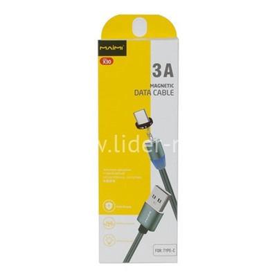 USB кабель для USB Type-C 1.0м MAIMI X30 магнитный (графит) 3A
