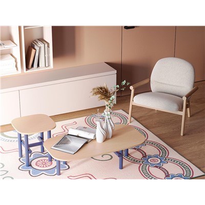 Столик Ottal, 44,5х44,5х45 см, бук, бежевый/синий