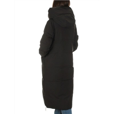 22373 BLACK Пальто зимнее женское облегченное (150 гр. холлофайбера)