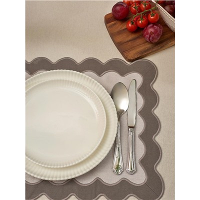 Салфетка под приборы с контрастным кантом серого цвета из коллекции Trendy Ruffles, 35х45 см
