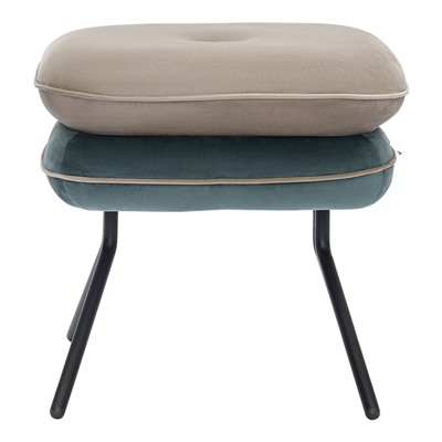 Пуф Pea, велюр, бежевый/сине-зеленый