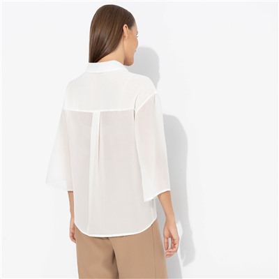 Блуза из полупрозрачной ткани, Работаю красиво (white)
