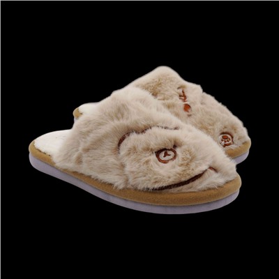 Тапочки меховые 10339 бежевые