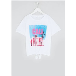 Girls Candy Couture Tie Front Cropped T-Shirt (9-16yrs)