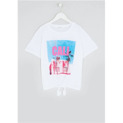 Girls Candy Couture Tie Front Cropped T-Shirt (9-16yrs)
