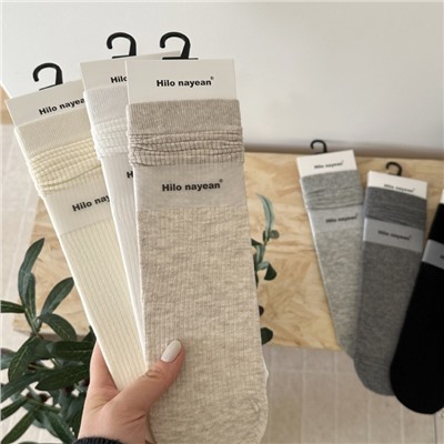 Cotton retro summer thin colored knee socks, mid-length, french style