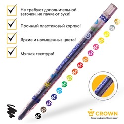 Мелки восковые 16 цветов Crown Art Story, выкручивающийся стержень