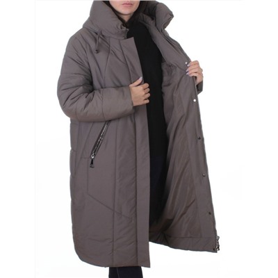 A615 GRAY/BEIGE Пальто зимнее женское (верблюжья шерсть, 120 гр. холлофайбер)