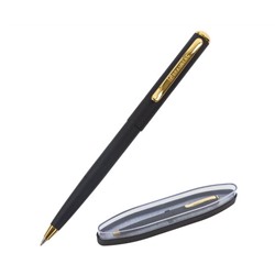 Ручка подарочная шариковая BRAUBERG Maestro, СИНЯЯ, корпус черный с золот., линия 0,5мм, 143470