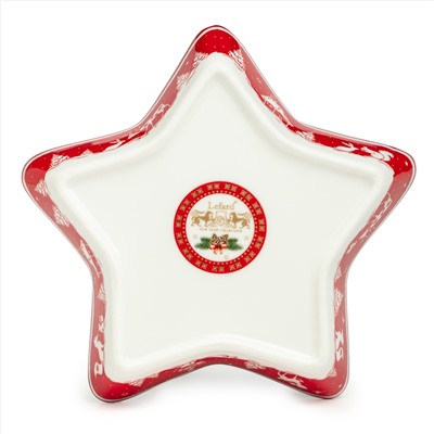 БЛЮДО LEFARD "С НОВЫМ ГОДОМ!" В ФОРМЕ ЗВЕЗДЫ 17,5*17,5*3,5 СМ КРАСНОЕ (КОР=36ШТ.)