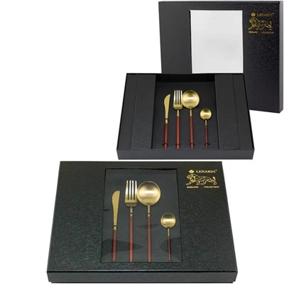 197-016 Набор столовых приборов 24пр. VIVID красный в под.уп.(х12)