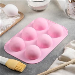 Форма для выпечки Доляна «Полусферы», силикон, 24×16 см, 6 ячеек, d=5.5 см, МИКС