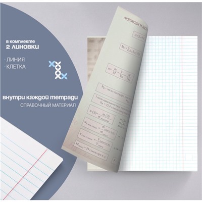 Набор предметных тетрадей 48 листов, Calligrata "Чёрное-белое", 10 предметов, серые листы