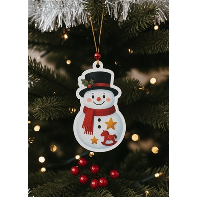 Подвеска новогодняя из дерева iLikeGift "Снеговик"