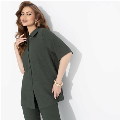 Рубашка из жатой ткани, Шёлковая уверенность (dark green)