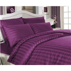1 сп. Комплект Постельного Белья в Полоску Cotton Saten Mor - Altınbaşak