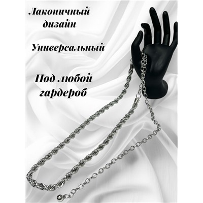 Пояс женский цепочка  универсальный цвет серебро модель 4