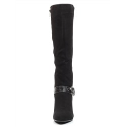 02-MB051-211M BLACK Сапоги зимние женские (натуральная замша, натуральный мех (еврозима))
