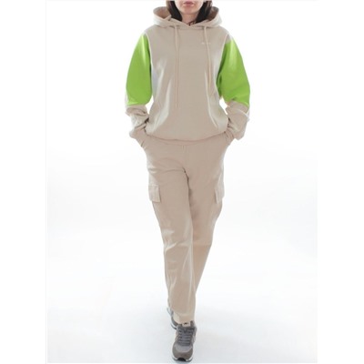 3156/3157 BEIGE/LT. GREEN Костюм спортивный женский (95% хлопок, 5% эластан)