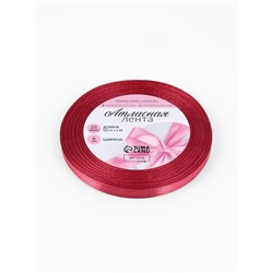 Лента атласная, 6 мм, 23±1 м, светло-бордовая №134