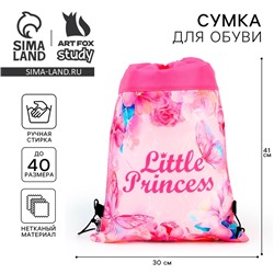 Мешок для обуви Little princess, нетканое полотно, размер 41×30 см