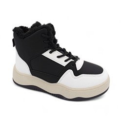 Кроссовки на меху К960-1 черно белые