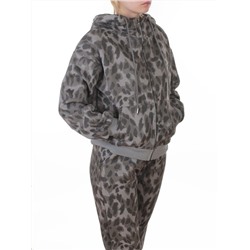 869-3 GRAY/LEOPARD Костюм спортивный зимний женский (95% хлопок, 5% полиэстер)