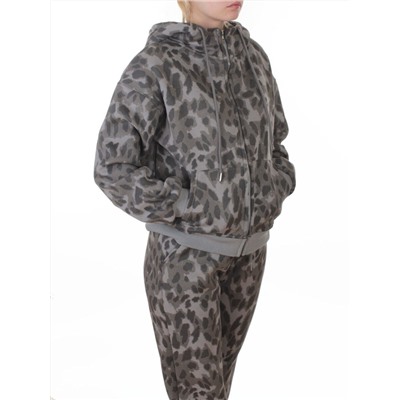 869-3 GRAY/LEOPARD Костюм спортивный зимний женский (95% хлопок, 5% полиэстер)