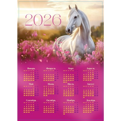 Календарь настенный 2026 «Лошадь с цветами», А3