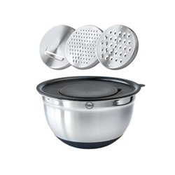 Миска MKT-20 крышкой с терками (3шт) и силик. дном 20см обьем 3 л. TimA