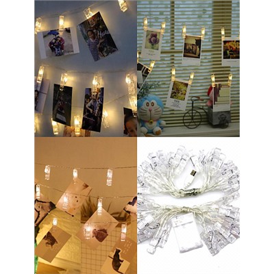 Гирлянда прищепки 4 м (20шт прищепок) цвет жёлтый