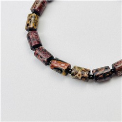 Радуга Самоцветов Браслет из леопардовой Яшмы и Обсидиана