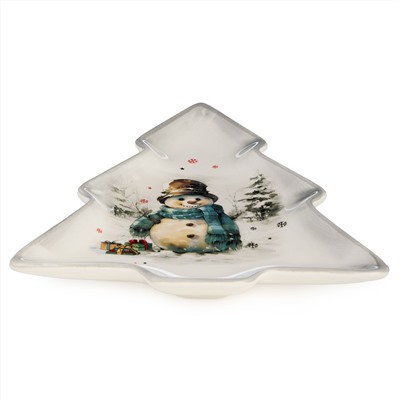 ТАРЕЛКА В ФОРМЕ ЕЛКИ AGNESS "С НОВЫМ ГОДОМ!" 23*20,2*2,2 СМ (КОР=24ШТ.)