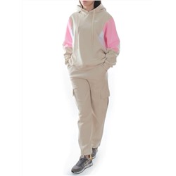 3156/3157 BEIGE/PINK Костюм спортивный женский (95% хлопок, 5% эластан)