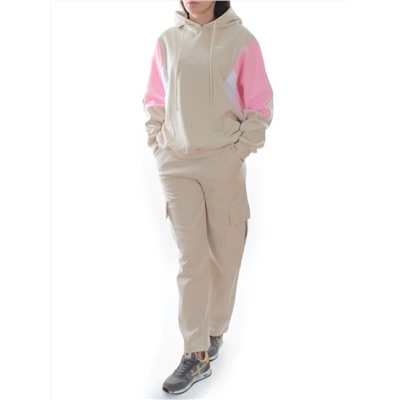 3156/3157 BEIGE/PINK Костюм спортивный женский (95% хлопок, 5% эластан)