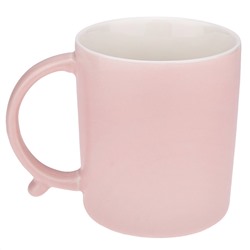 Кружка фарфоровая "Change your life" 400мл, д8,6см h10см, матовая глазурь, деколь с золотом, цвет - светло-розовый, д/горла 8,5см, д/основания 6,7см, в подарочной коробке (Китай)