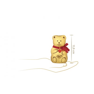 Lindt 2025 Teddy 3stk x 100g, Мишки Линдт из молочного шоколада, 12см, с красным бантом и красным сердцем, 3шт х 100г (300 грамм)