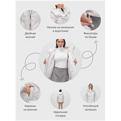 Куртка зимняя женская из овчина стильная и модная бежевого цвета 7348B