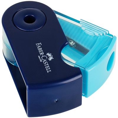 Точилка пластиковая Faber-Castell "Sleeve Mini" 1 отверстие, контейнер, розов./оранж., бирюзовая