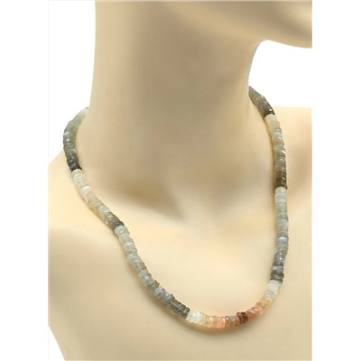 Бусы из Беломорита-лунный камень огранка, 47см, 34,1г