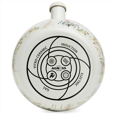 ЧАЙНИК AGNESS ЭМАЛИРОВАННЫЙ СО СВИСТКОМ СЕРИЯ "СНЕГИРИ", 2,2Л, ИНДУКЦИОННОЕ ДНО