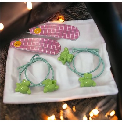 Детский набор аксессуаров для волос (2 резинки и 2 тик-так) НД4 тип 1