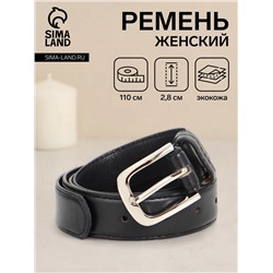 Ремень женский, 110×2.8 см, пряжка металл, серебристая, чёрный
