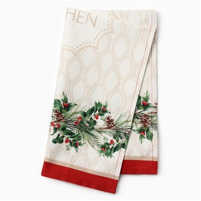 Полотенце Этель "Christmas wreath" 40х73 см, 100% хлопок, саржа 190 г/м2